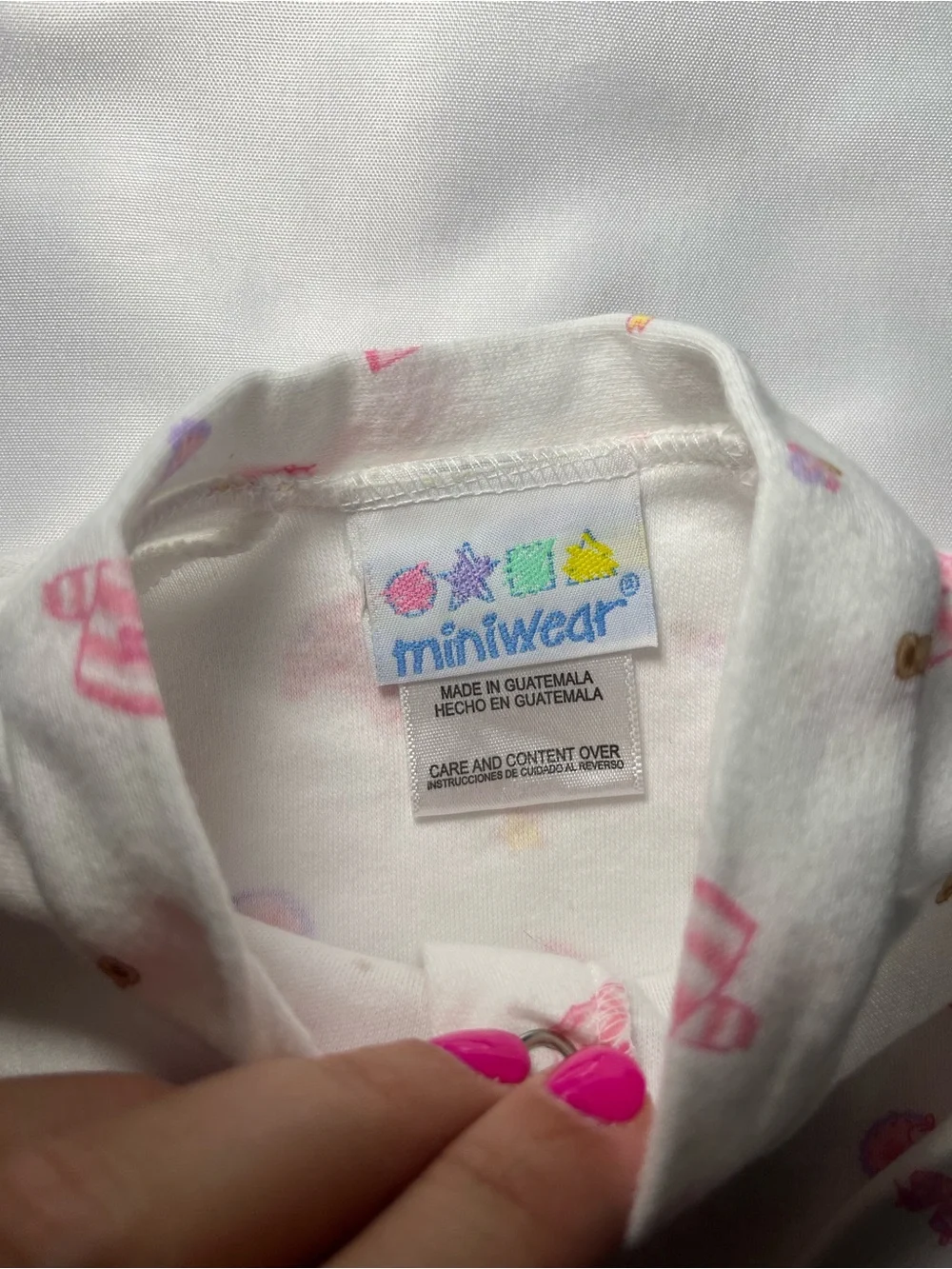 Vintage Miniwear Baby Girl 3-6M Sleeper Lot 2 Pink White Teddy Bear NWOT Pajamas